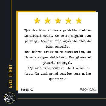 Merci Noela ❤Nous sommes ravis de vous proposer des produits bretons de qualité !

Vous aimez notre épicerie ? Dites-le nous en ligne, vos avis nous permettent d’améliorer votre expérience en magasin 💬
https://g.page/r/CRUWRY2xbG07EAI/review

#avisclient #avisgoogle #breizhenbouche #epiceriebretonne #cavebretonne #morbihantourisme